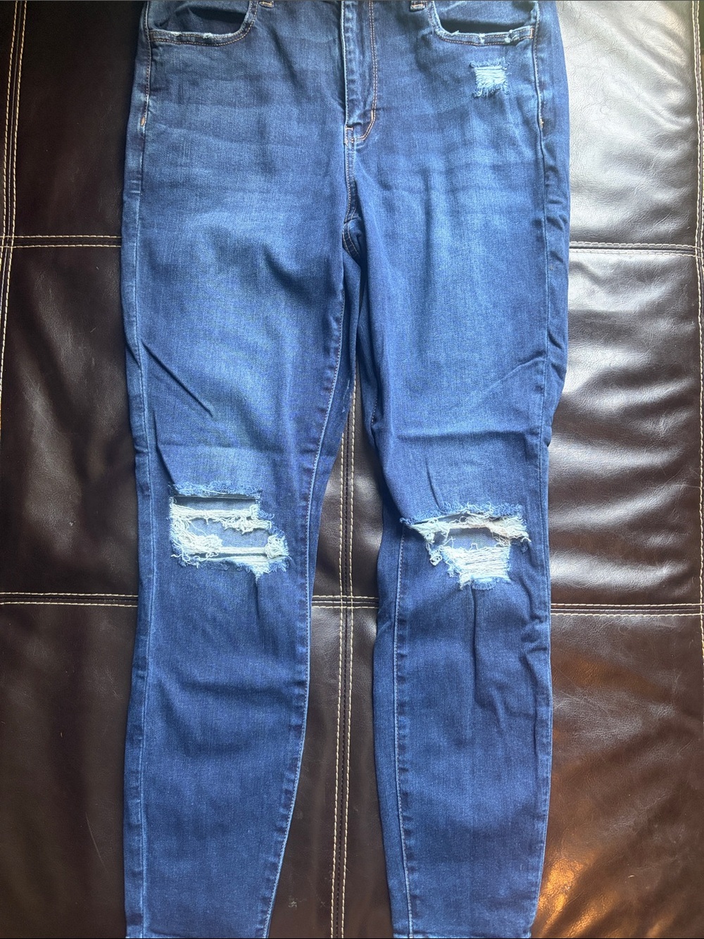 Women's Distressed Skinny Jeans - Blue